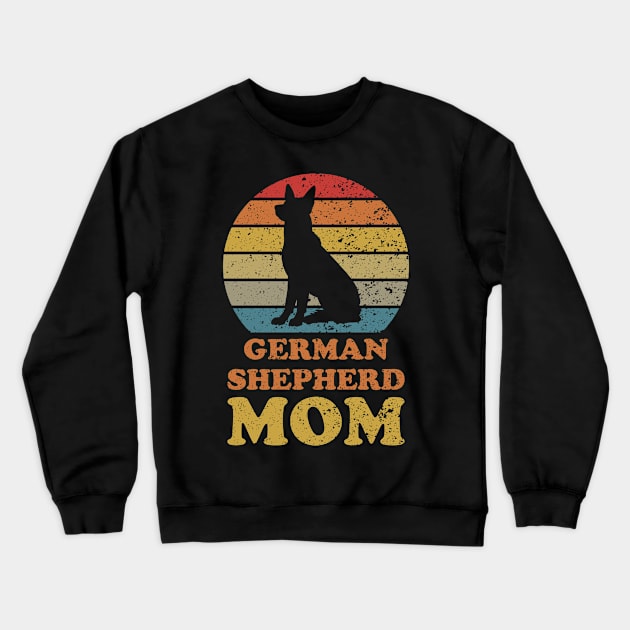 Retro Sunset German Shepherd Mom Crewneck Sweatshirt by AmazingDesigns